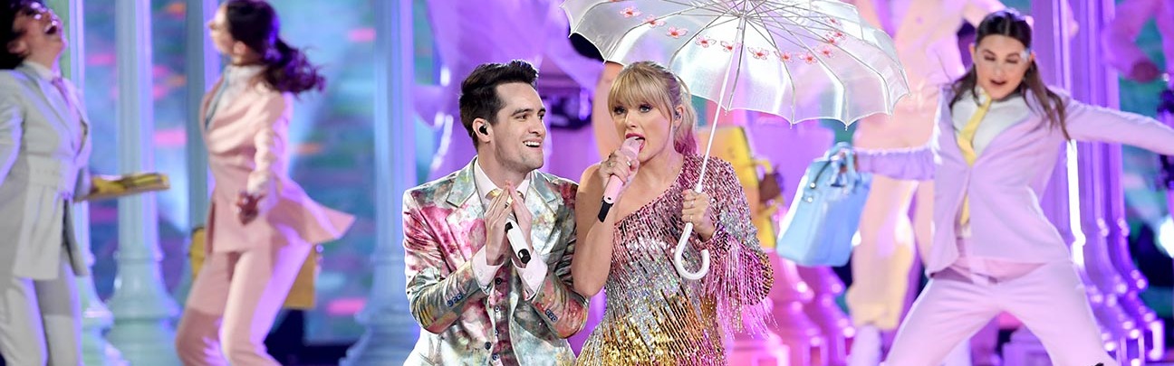 Brendon urie of panic at the disco and taylor swift perform onstage during the 2019 billboard music awards  getty h 2019 