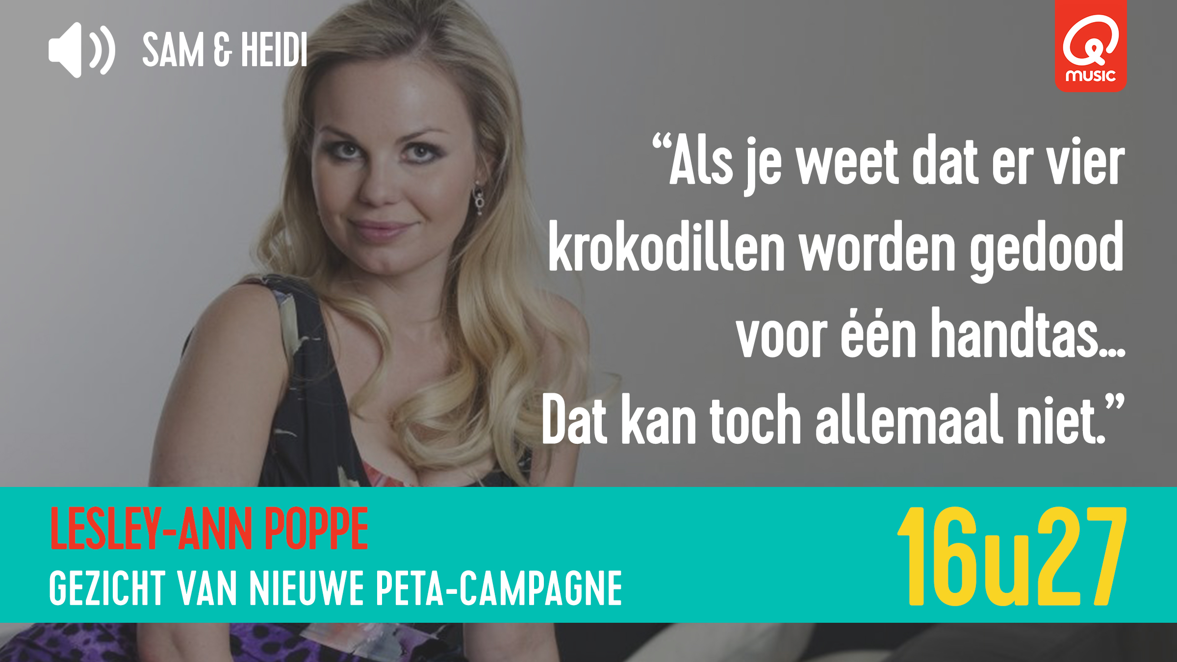 Lesley-Ann Poppe naakt voor PETA - Qmusic